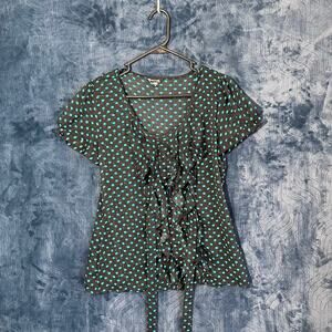 Maurices Shere Light Weight‎ Spoted Black Casual Blouse Shirt Womans Size Medium